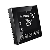 KETOTEK Thermostat WiFi per Riscaldamento Elettrico a Pavimento 16A 220V con Sonda, Cronotermostato Compatibile con Alexa, Termostato Ambiente Programmabile Controllo APP Tuya/Smart Life Nero