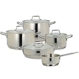 Tognana Vanitosa, Batteria di pentole e padelle, Set con 3 casseruole, 1 pentola, 1 tegame, 4 coperchi, 9 Pezzi, Acciaio Inox