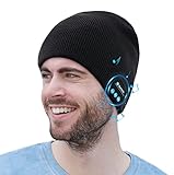 Berretto musicale Bluetooth, cappello lavorato a maglia bluetooth unisex con cuffie stereo e microfono vivavoce per iPhone Samsung Android e iPad (nero)
