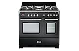 De Longhi MEM 965T NN ED | Cucina a Gas 5 Fuochi + 2 Forni Elettrici Ventilati, 90x60 cm, colore Antracite, Linea Mastercook