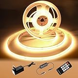 luktix Striscia LED Bianca Calda 5m, 3000K Striscia LED Dimmerabile 24V, CRI92 +, larghezza 8mm, con Telecomando e alimentazione, per la decorazione domestica, cucina, specchio (3000K, 5M)