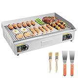 VEVOR Piastra Elettrica per Cottura Commerciale 4400 W Temperatura Regolabile 50-300°C, Piano di Lavoro 725 x 400 mm in Acciaio Inox, Kit Accessori per Bistecche BBQ Feste Campeggio