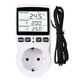 RUIZHI Digitale Termostato Regolatore Temperatura LCD Multifunzione con Timer e Sonda per Serra, Acquario, Riscaldamento, Terrario, Acquario, Rettili, Incubatore (EU)