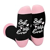 Calzini Donna Moglie Divertenti - Best Wife Ever Calze Regalo Fantasia Colorati Simpatici Strani Colorati Lunghe Calzanetto Nero - Idee Regali Originale Utile San Valentino Natale Compleanno per Lei