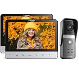 TMEZON Kit Videocitofono Monofamiliare 4 fili con 2 monitori da 7' e Campanello esterno con telecamera, Visione notturna, Conversazione bidirezionale e Sblocco da monitor