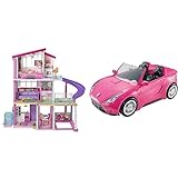 Barbie Casa dei Sogni Casa a 3 Piani con 8 Stanze Ascensore e Piscina con Scivolo & DVX59 Cabrio Glamour Auto Due Posti Con Dettagli Realistici, Rosa, 35.2 x 17.78 x 13.31 cm