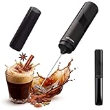 edihome, Montalatte Elettrico per Cappuccino, Frullino Montalatte Portatile, Schiuma Latte Elettrico per Latte e Caffè, Milk Frother Ricaricabile o a Batterie, Veloce e Silenzioso (Batterie, Nero)