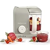 BÉABA - Babycook Solo, Cuocipappa Omogeneizzatore, Cottura a Vapore, Robot per Pappe 4 in 1 : Mixer + Cottura, Neonato e Bambino, Made in France, Grigio