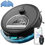 Lefant M330Pro Robot Aspirapolvere Lavapavimenti con Mappatura, Laser dToF, 5000Pa, Evitamento Ostacoli PSD, Rilevamento Tappeti, Zona Vietata, WiFi Alexa App, Ideale per Peli Animali Tappeti, Nero