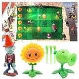 LGQHCE Plants Vs Zombies Giocattoli, Zombi A Tema Figurine, Girasole Plants Action Figure Con Mappa, Statua Personaggio Giocattoli, per Bambini Fan Regali