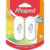 Maped - Confezione da 2 Epure Eraser - Gomma Bianca Morbida al Tatto Che garantisce Sicurezza e comodità d'uso - L27 mm x P11 mm x A61 mm
