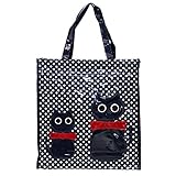Or&My Shopper Borsa Donna in Plastica Busta Spesa Casual Universale Fantasia Gattini (Blu, Media)