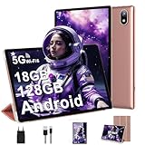 DMOAO Tablet 10 Pollici Android con 18GB RAM + 128GB ROM(TF 1TB), HD Tablet con 5G Wi-Fi 6, Widevine L1, Octa-Core 1.8 GHz, USB-C, BT 5.0, 6000mAh,Custodia, Oro Rosa