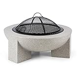 Blumfeldt Braciere da Giardino, Bracere da Esterno Portatile con Griglia, Braciere Barbecue con Griglia in Acciaio Inox, Bracere da Esterno Legna, Griglia da Campeggio con Copertura 75 x 46 x 75 cm