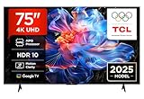 TCL 75V6C TV LED Direct da 75', HDR 4K, Smart TV con tecnologia Google TV (Dolby Audio, Motion Clarity, compatibile con Google Assistant e Alexa)