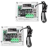 Greluma 2 Pezzi Modulo Regolatore di Temperatura con Custodia,Modulo Termostato Digitale con Display XH W1209 con Sonda NTC Impermeabile Modulo
