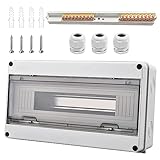 Quadro Elettrico Esterno, 18 Moduli Scatola Stagna IP65, Con 9 Terminali, 3 Connettori, per Esterni, Giardini, Stazioni di Ricarica, siti Industriali (18 Moduli)