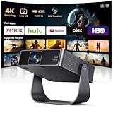 Proiettore Portatile【Smart TV & 1000+ Canali Live】Mini Proiettore 4K Smart TV Compatibile con Netflix, Rotazione 330°, Auto Focus WiFi Bluetooth, 1080P Nativo, Videoproiettore soffitto casa/campeggio