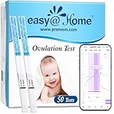 Easy@Home 50 x Test Ovulazione Stick Ovulazione 25mIU/ml, Aumenta le tue Probabilità di Rimanere Incinta, Altamente Preciso, Combinato con APP Premom Monitor Donna Fertilità, 50 LH