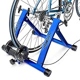 Relaxdays Rullo per Bicicletta, Ripiegabile, per Ruote da 26-28 Pollici, Interno, Fino a 120 kg, Antiscivolo, Blu