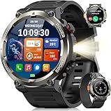 Blackview Smartwatch Uomo, Orologio Intelligente Fitness con Chiamate Bluetooth,1.45' Militari Smart Watch Tracker 100+ Modalità Sportive per Cardiofrequenzimetro,SpO2, Torcia,Bussola per Android iOS