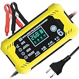 Caricabatterie per Auto, YOYOPOW Carica Batteria Manutentore per Auto e Moto 6A/12V Caricatore Portatile con Intelligente Schermo LCD per Caricare e Riparare Batterie al Piombo-Acido