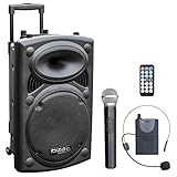 Ibiza - PORT12VHF-BT - Diffusore portatile 12'/700W MAX con 2 microfoni (VHF), telecomando e custodia protettiva - Bluetooth, USB, SD - Autonomia da 5 a 7h - Speaker Box