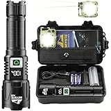 BEYSTE Torcia LED Potente Professionale, 1,000,000 Lumen Torcia LED Ricaricabile, Torce Potente Tattica, Torcia Professionale, Torch USB Zoomabile, Impermeabile XHQ99.2 Flashlight portatile
