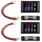 2 amperometro digitale a LED da 0,28', DC 0 – 100 V, 50 A, voltmetro con shunt, doppio indicatore di colore, rosso e blu, tensione ampera, multimetro, tester di corrente