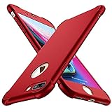 ORETECH Cover iPhone 7 Plus/8 Plus, con [2X Pellicola Protettiva Vetro Temperato] Antiurto Custodia iPhone 7 Plus/8 Plus Ultra Sottile Hard PC+TPU Silicone Anti-Graffio per iPhone 7 Plus 5.5' Rosso