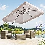 BAKAJI Ombrellone da Giardino Decentrato con parasole Inclinabile Palo in Alluminio Rotazione 360° Base a Croce Arredamento Esterno Gazebo Piscina Giardino Terrazzo Colore Ecru (3x3 Mt Flap)
