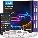 Govee Striscia LED RGBIC, 20 m, musica sync, controllo segmento, cambio colore, 64 modalità scena, controllabile tramite app, per feste, casa, camera da letto, TV, cucina, 2 rotoli da 10 m