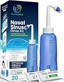1 x Neti Lota 300 ml Irrigatore Adulti, bambini da 5 anni, + 20 bustine di sale, doccia nasale Lavaggi per adulti per la pulizia del naso, Irrigazione nasale con due ugelli