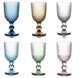 kedea Bicchieri Acqua Colorati in Vetro, Calici Vino Colorati in Vetro, Lavabili in lavastoviglie, Bicchieri e Calici in Pasta Colore Lavabili in Lavastoviglie, Pave', Mix 6 COLORAZIONI.