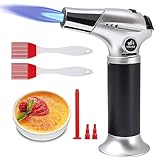 Flintronic Bruciatori da Cucina con Ugello Lungo e Corto, Torcia con Spazzole, Cucina a Fiamma Regolabile Butano da Cucina Torcia a Gas, per Crema Brulee, Barbecue, Cucinare, Butano No Incluso