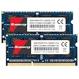 Kuesuny 8GB KIT (2X4GB) DDR3 1333MHz Sodimm Ram PC3-10600 PC3-10600S 1.5V CL9 204 Pin 2RX8 Dual Rank Non-ECC Unbuffered Memory Ram Ideale per Notebook Laptop Upgrade