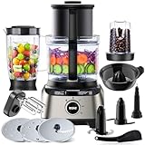 YASHE Robot da Cucina Multifunzione – Frullatore, Impastatrice, Tritatutto, Spremiagrumi, Macchina per Impastare con Ciotola da 2,5L e Caraffa Frullatore da 1,5L, 3 Velocità con Funzione Pulse