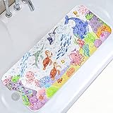 Moocuca Tappetino da bagno antiscivolo 100 x 40 cm, tappetino da bagno antiscivolo con 200 ventose materiale in PVC, tappetino doccia con cartone animato animali marini per bambini e neonati(balena
