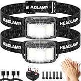 Aaizplz Torcia Frontale Led,Lampada Frontale USB Ricaricabile 2000 Lumen 16 Modalità Di Luce,Con Sensore Di Movimento E Funzione IPX6 Impermeabile,Adatta Per All'Aperto,Campeggio,Jogging