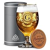 CROWNLY CRYSTAL® Bicchieri Da Birra - Regalo Personalizzato per Uomo, Compleanno, Pensione, Papa - Idee Regalo Simpatiche per Natale e Laurea (G)