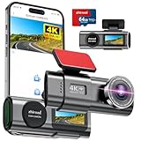Dash Cam Auto, 4K Dashcam con WiFi & App, Dashcam Auto con 64G Scheda, Telecamera Auto 170°+140°, WDR, Schermo 1,47', Custodia rimovibile, Registrazione in Loop, Visione Notturna (4K)