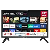 Antteq AV24H3 Smart TV 24 pollici (60 cm) Televisore con Netflix, Prime Video, Rakuten TV,Youtube, UVM, Wifi, Triple-Tuner DVB-T2 / S2 / C