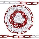 Catena barriera bicolore rosso-bianco 10M. Avvertimento catena catena di sicurezza 5mm Catena di cantieri in metallo. (10 metro)