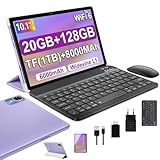 fezawio Tablet Android 14 10 Pollici - 5G & Wi-Fi 6, 20 GB RAM 128 GB ROM (Espandibile 1 TB) - Octa-Core, GMS, Widevine L1-6000 mAh, Fotocamere 8MP+5MP - Pacchetto Completo con Tastier - Viola