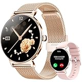 taopodo Orologio Smartwatch Donna, Schermo Rotondo AMOLED 1,27', Chiamate Bluetooth, Monitoraggio Battito e Sonno Smart Watch Donna, 120+ Modalità Sportive, Impermeabilità IP68 (Oro Rosa)