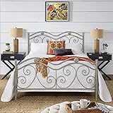 LETTO MATRIMONIALE 170X120X195 cm con RETE MATRIMONIALE 160x190 cm, Letto Ferro Battuto, Modello Gardenia, Colore Beige Anticato (Sfumature Oro), Rete in Doghe Matrimoniale, 13 Doghe in Legno