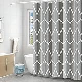 GERUIKE Tenda Doccia Antimuffa Extra Lunga 240x200 cm, Tende Doccia con Pesi e Anelli, Tenda Vasca da Bagno Poliestere Tessuto Lavabile, Impermeabile e Facile da Pulire, Grigio Ombre