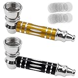 CYUaoao Piccola Pipa per Tabacco 76mm in Metallo 2Pz Mini Pipa per Fumo Portabile con 10 Griglie per Filtri in Acciaio Inox Pipa per Erbe Smontabile Regalo per Papà Marito Fidanzato