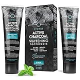 Unnis Sbiancante Denti Professionale Dentifricio Sbiancante Professionale Sbiancamento Carbone Attivo Blanco Dent Dentifricio (50 g (Confezione da 2), Menta)