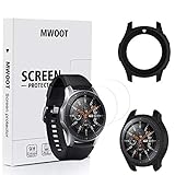 MWOOT 2 Pezzi Pellicola in Vetro Temperato e Custodie per Samsung Galaxy Watch 46MM e Samsung Gear S3 Frontier (Non con Classic) Nero